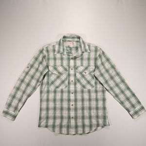 Filson Mens Long Sleeve Shirt Small Polyester Nylon Green White Fishing Shirt